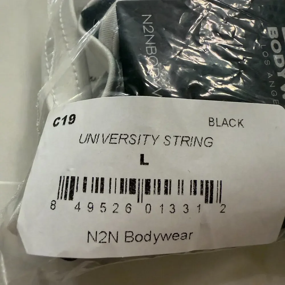 NEW N2N Bodywear Mens University String Swim Bikini Color Black Size Large